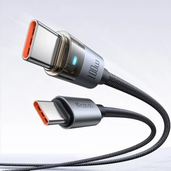 Ca-5580 Type-C TO Type-C 100W 1.2M Hızlı Şarj VE Data Kablosu 1,2M Siyah