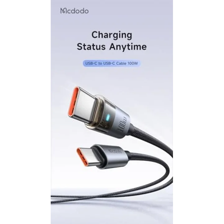 Ca-5580 Type-C TO Type-C 100W 1.2M Hızlı Şarj VE Data Kablosu 1,2M Siyah
