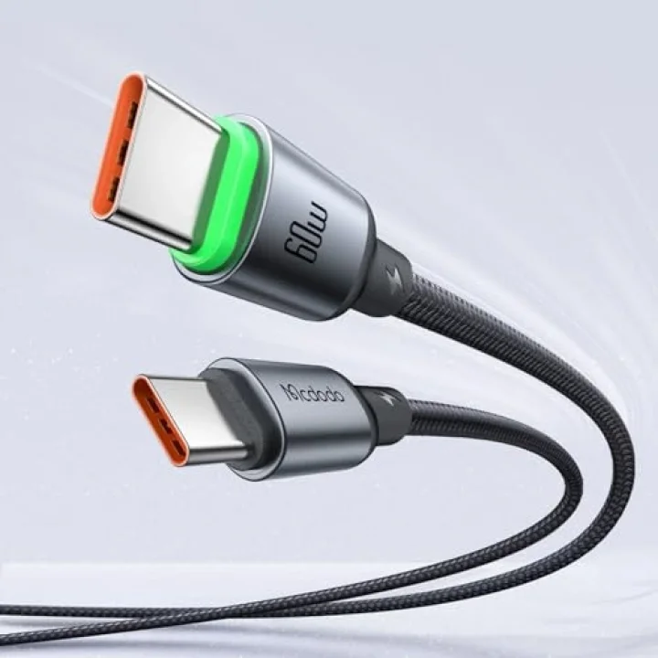 CA-6872 Type-c Type-c 60W PD Hızlı ŞarjE-Marker Çipli Easy Series Örgü Kablo Siyah 3m