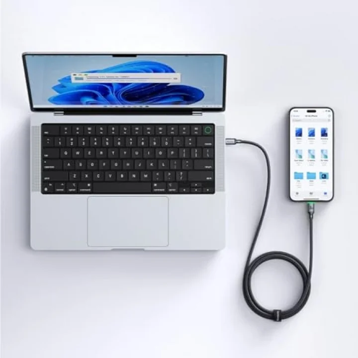 CA-6872 Type-c Type-c 60W PD Hızlı ŞarjE-Marker Çipli Easy Series Örgü Kablo Siyah 3m