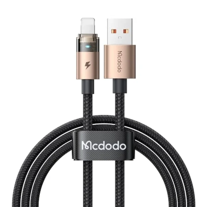 CA-6911 3A Işıklı Usb iPhone Şarj Data Kablosu 1.2m Siyah