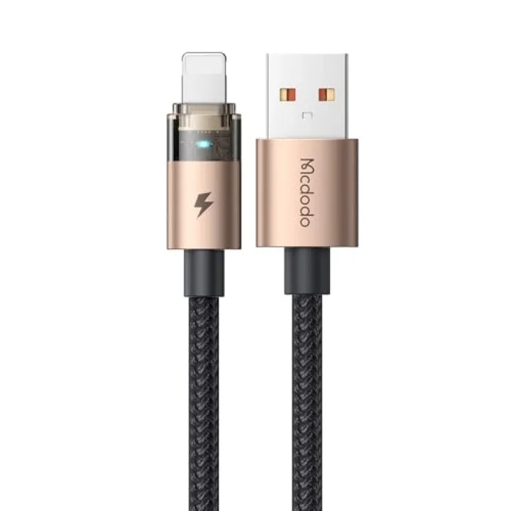 CA-6911 3A Işıklı Usb iPhone Şarj Data Kablosu 1.2m Siyah