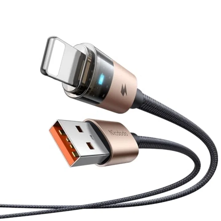 CA-6911 3A Işıklı Usb iPhone Şarj Data Kablosu 1.2m Siyah