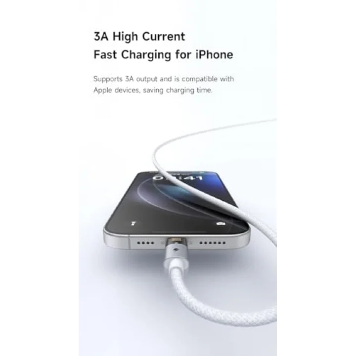 CA-6911 3A Işıklı Usb iPhone Şarj Data Kablosu 1.2m Siyah