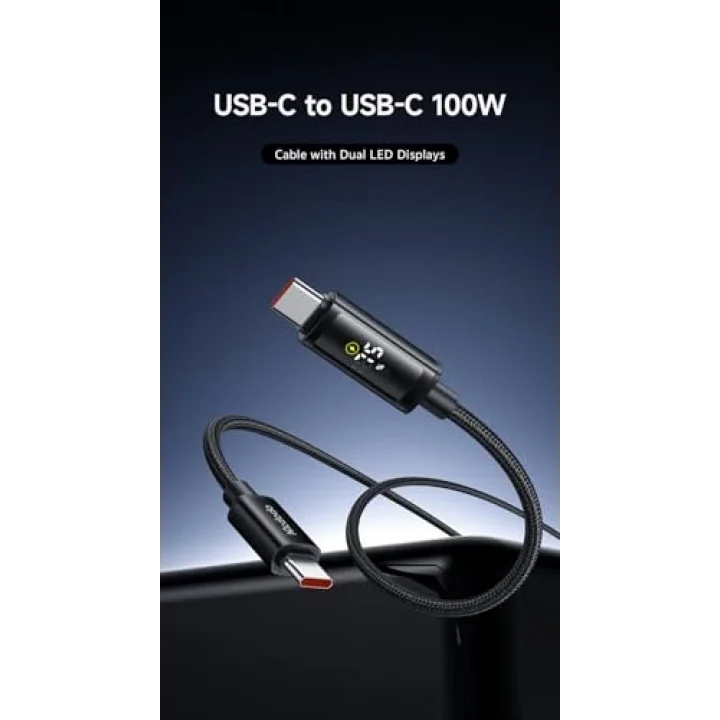 CA-8000 100W TypeC TypeC LED Ekranlı Şarj Data Kablo 1.2m