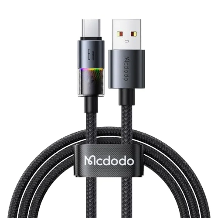 CA-8180 Usb Typec 6A 7 Renkli LED Işıklı Şarj Data Kablosu
