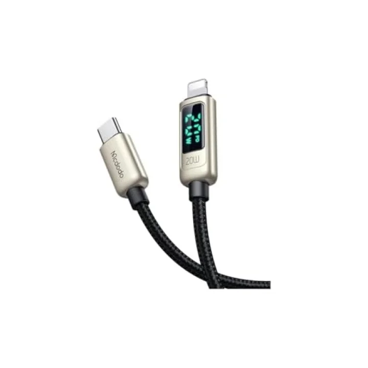Ca-8811 20W Dijital Göstergeli Type-C To Lightining Pd-Data Şarj Kablosu-Gümüş