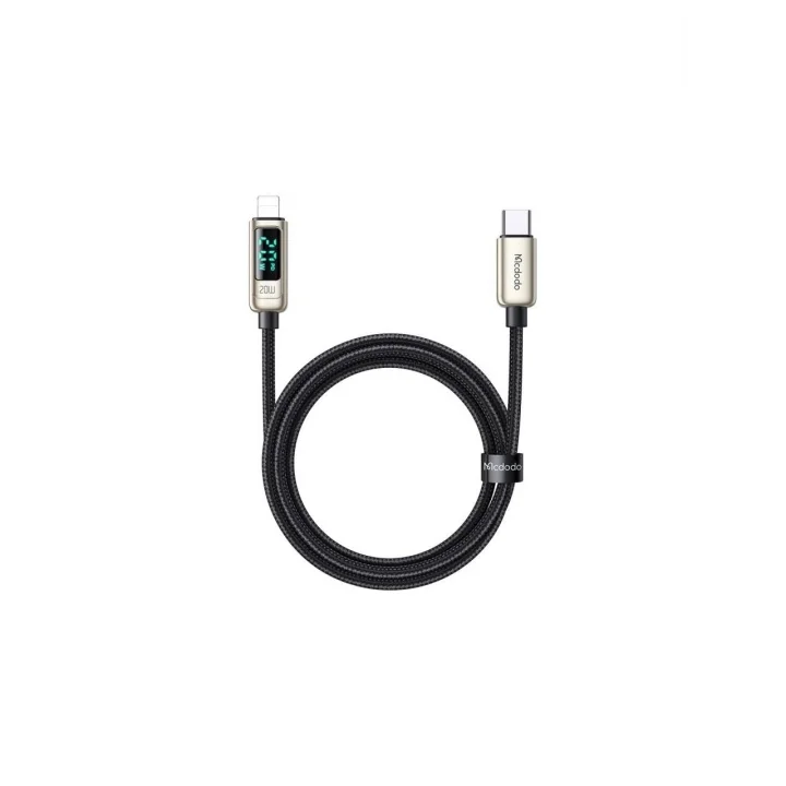 Ca-8811 20W Dijital Göstergeli Type-C To Lightining Pd-Data Şarj Kablosu-Gümüş