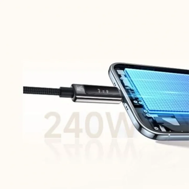 CA-8900 USB-C to USB-C 240W OLED Ekranlı Hızlı Şarj Kablosu 1.2m
