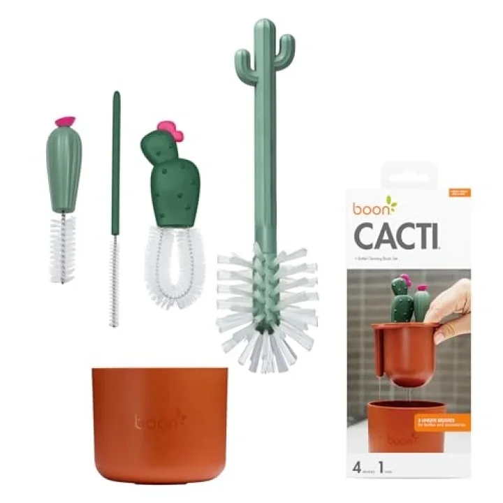 Cacti şişe temizleme fırçası seti, terakota, 4 parçalı set