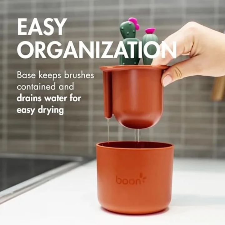 Cacti şişe temizleme fırçası seti, terakota, 4 parçalı set