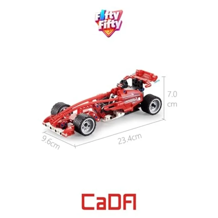 CADA Çek Bırak F1 Yarış Arabası 144 Parça Araba Yapım Seti Blok Araba -FFC52016W-144P