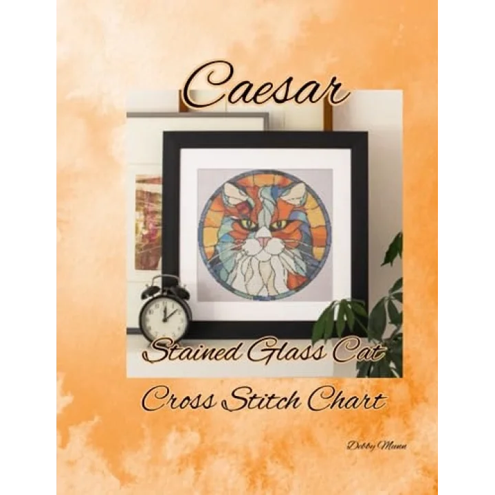 Caesar: Stained Glass Cat Cross Stitch Design