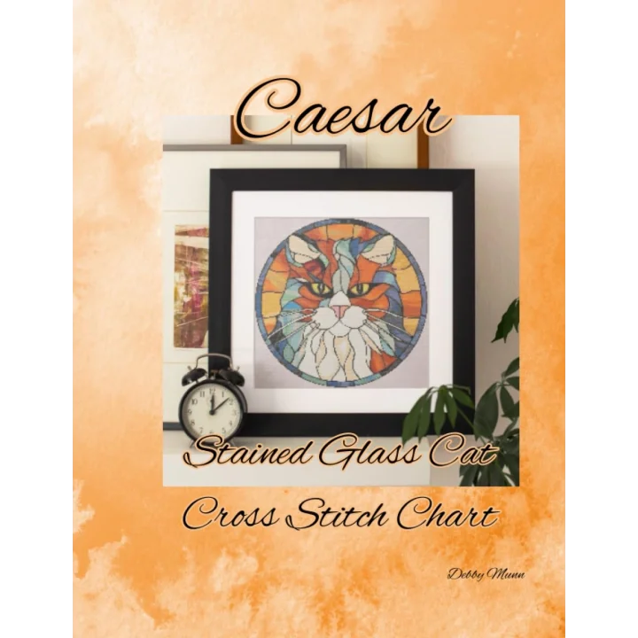 Caesar: Stained Glass Cat Cross Stitch Design