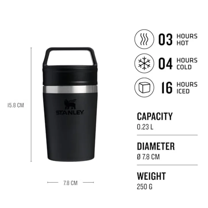 Cafe To-Go Travel Mug Termos Bardak, Siyah, 0.23 Litre