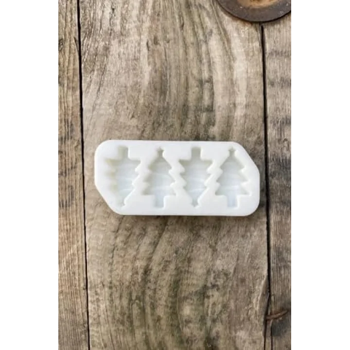 Çam Ağacı Mini Dörtlü Mum Kalıbı (Silikon)