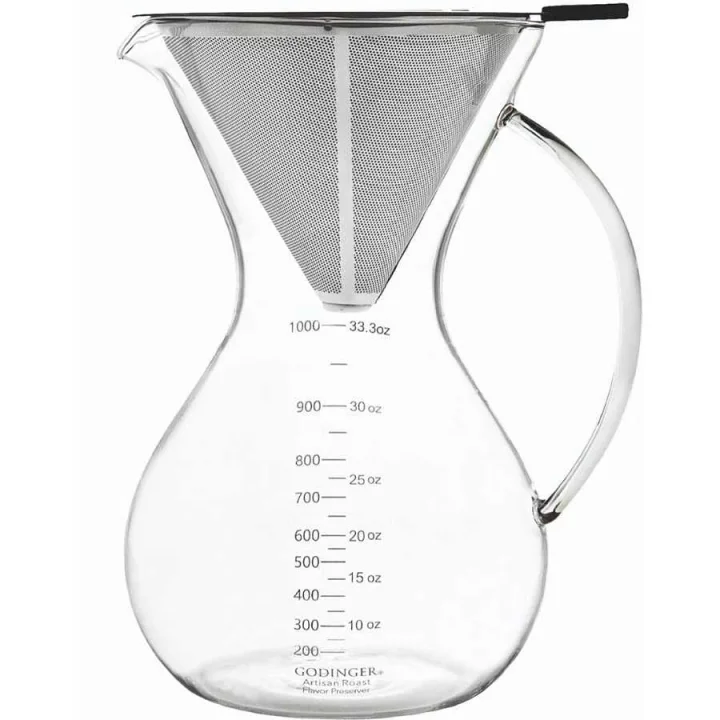 Cam Dripper Kahve Ekipmanı, 600 ml, 4 cup (Chemex Modeli)