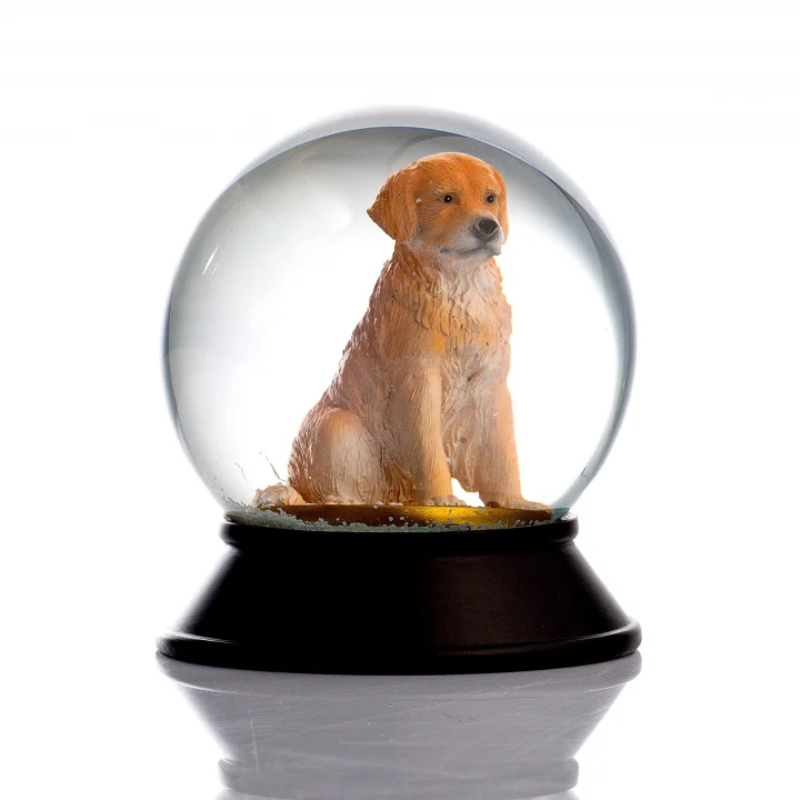 Cam Ve Reçine Altın Patiler Köpek Golden Retriever Kar Küresi Hediye
