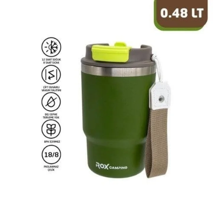 Camping 0194 Pipetli Kahve Termosu 0.48 Lt - Yeşil