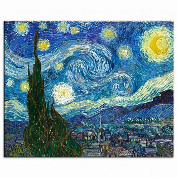 Canvastar Vincent van Gogh Yıldızlı Gece Kanvas Tablo (48 x 60 cm)