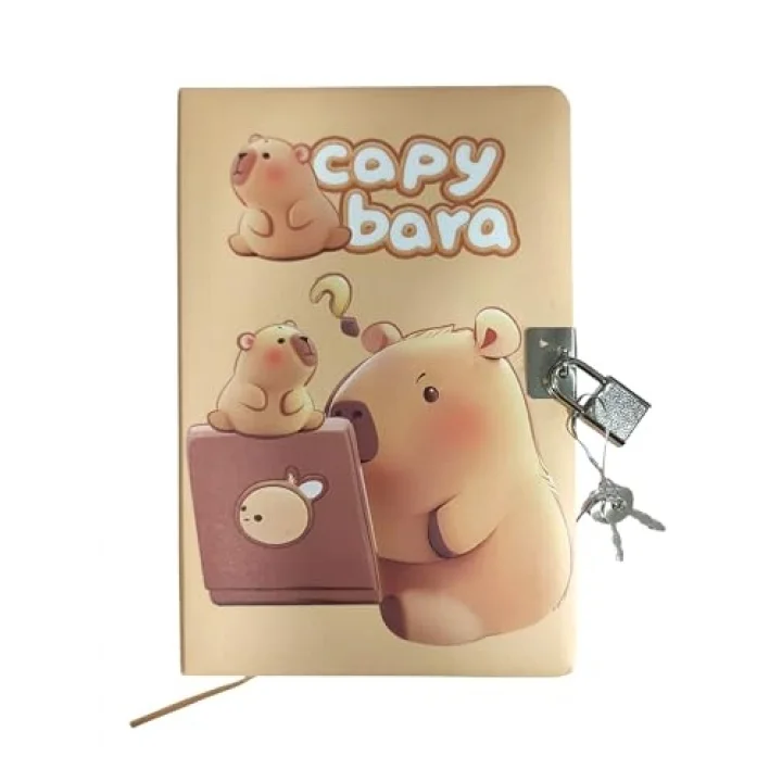 Capybara Hatıra Defteri (Günlük) Kilitli Defter 80 yaprak - Tablet Kapibara