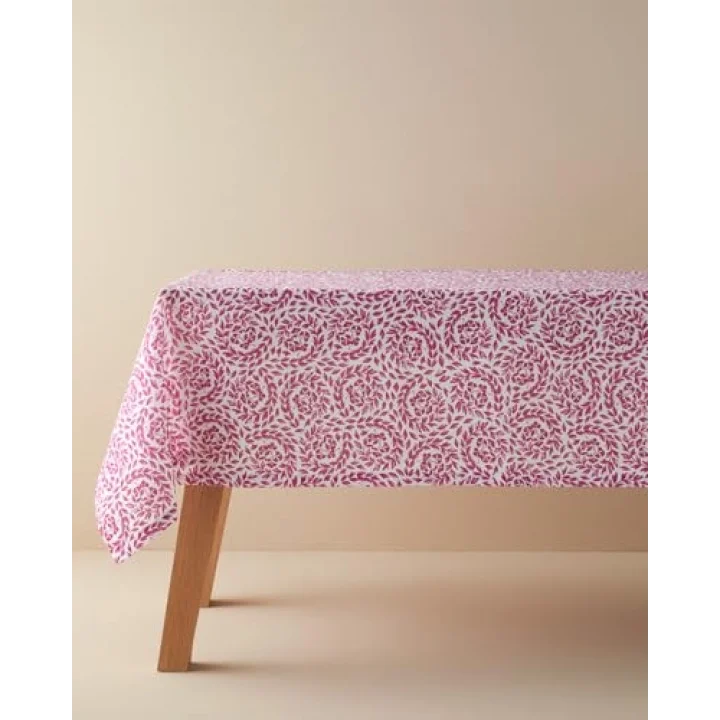 Carnival Floral Polyester Masa Örtüsü Fuşya