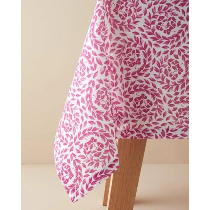 Carnival Floral Polyester Masa Örtüsü Fuşya