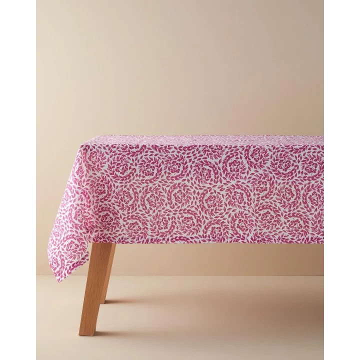 Carnival Floral Polyester Masa Örtüsü Fuşya