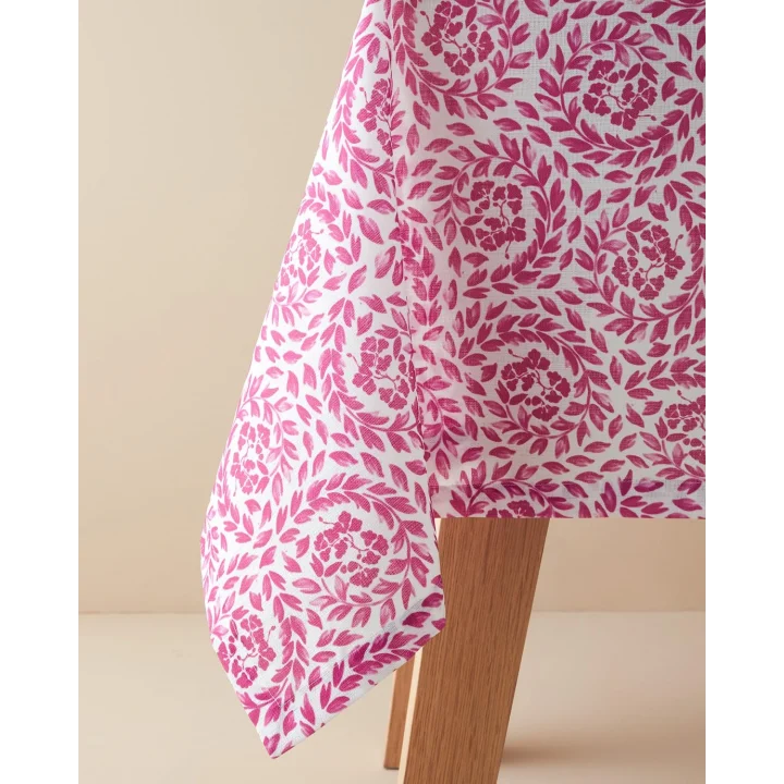 Carnival Floral Polyester Masa Örtüsü Fuşya