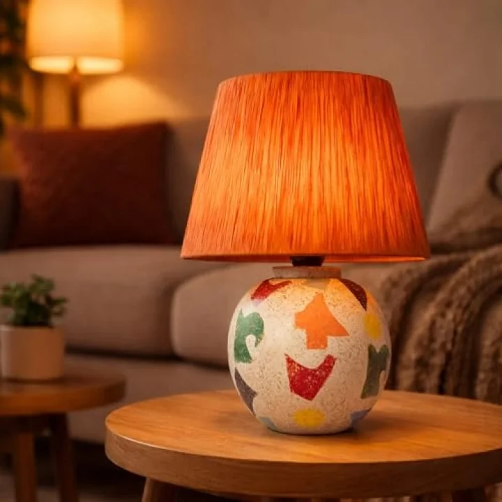 Carte Handmade Turuncu Seramik Abajur – Modern Tasarım, Yerli Üretim, E27 Duy, Uzun Ömürlü ve Çevre Dostu Dekoratif Aydınlatma