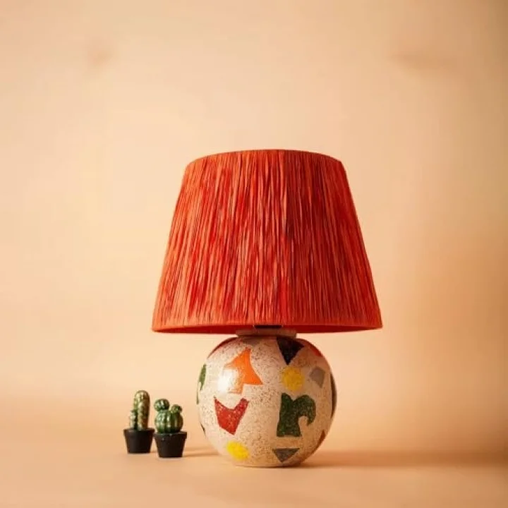 Carte Handmade Turuncu Seramik Abajur – Modern Tasarım, Yerli Üretim, E27 Duy, Uzun Ömürlü ve Çevre Dostu Dekoratif Aydınlatma