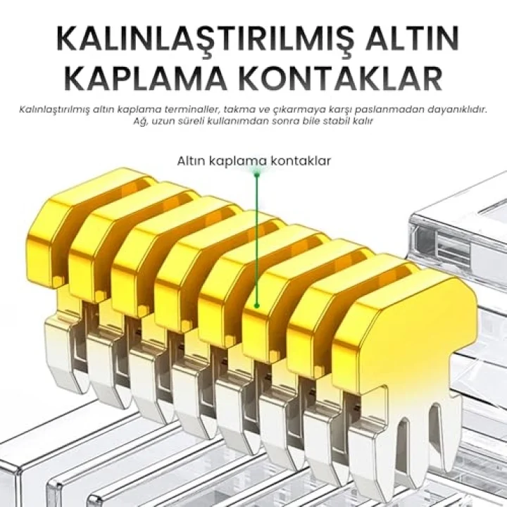 CAT5e RJ45 Jack Ethernet Konnektörü Altın Kaplama 100 Adet
