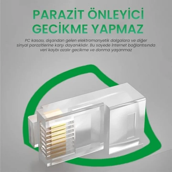 CAT5e RJ45 Jack Ethernet Konnektörü Altın Kaplama 100 Adet