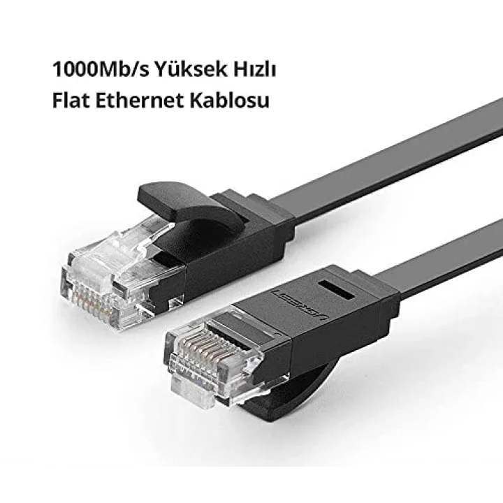 Cat6 Flat Pure Copper Metal Konnektör UTP Ethernet Kablosu 1 Metre