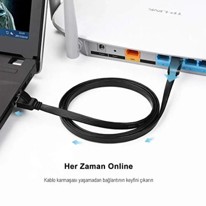 CAT7 U/FTP Flat Ethernet Kablosu 1.5 Metre