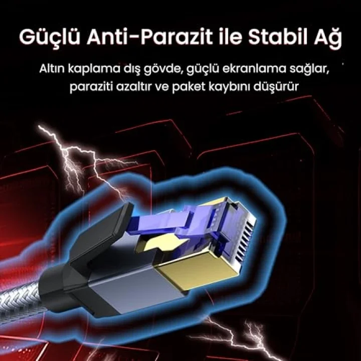CAT8 40Gbps Gigabit FTP 2000Mhz RJ45 Ethernet Ağ Kablosu 5 Metre