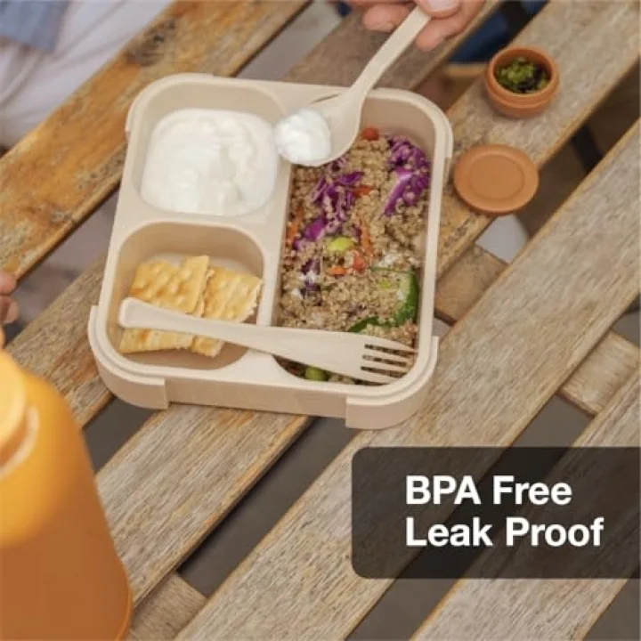 Çatal ve Kaşıklı Bento Beslenme Kutusu Seti - Caramel 1286845
