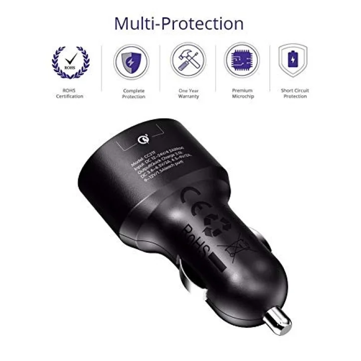 CC2TF Çift USB Çıkışlı Qualcomm QC 3.0 Araç Şarj Cihazı