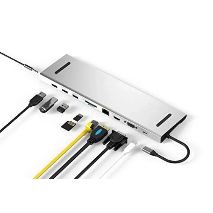 CDG-CNV80 Type-C to 10in1 Macbook Notebook Port Çoklayıcı (3xUSB 3.0+HDMI+USB 3.1 Type-C + RJ45 + SD/TF)