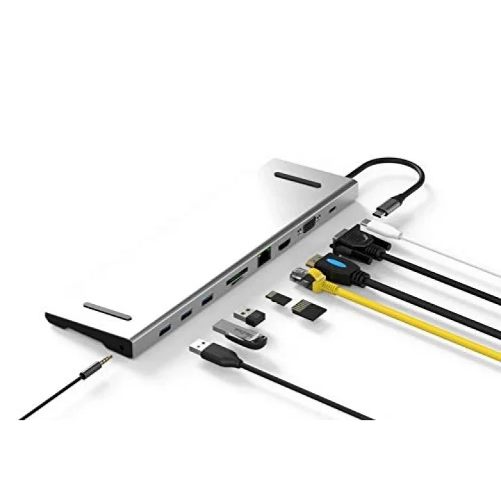 CDG-CNV80 Type-C to 10in1 Macbook Notebook Port Çoklayıcı (3xUSB 3.0+HDMI+USB 3.1 Type-C + RJ45 + SD/TF)