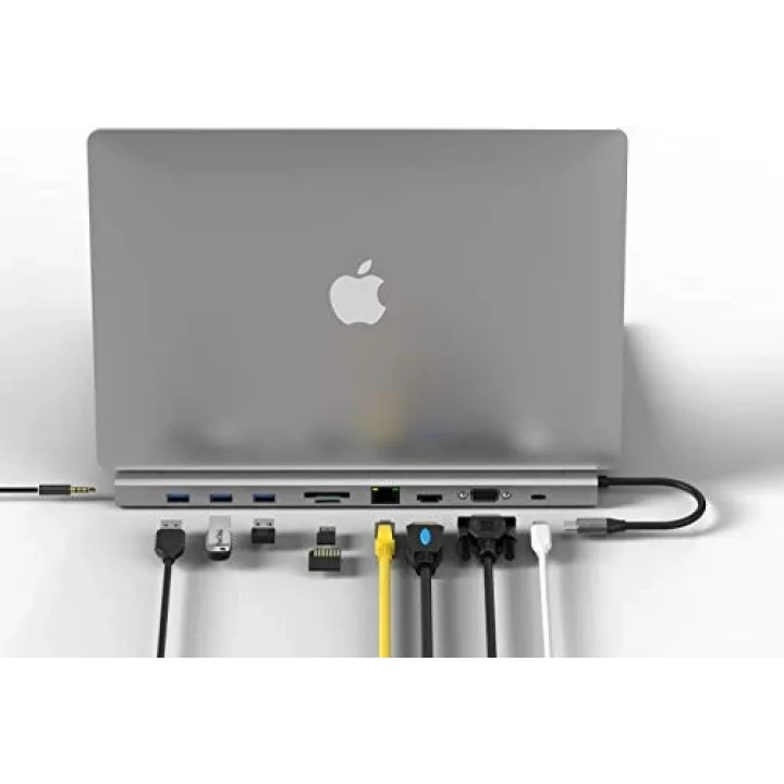 CDG-CNV80 Type-C to 10in1 Macbook Notebook Port Çoklayıcı (3xUSB 3.0+HDMI+USB 3.1 Type-C + RJ45 + SD/TF)