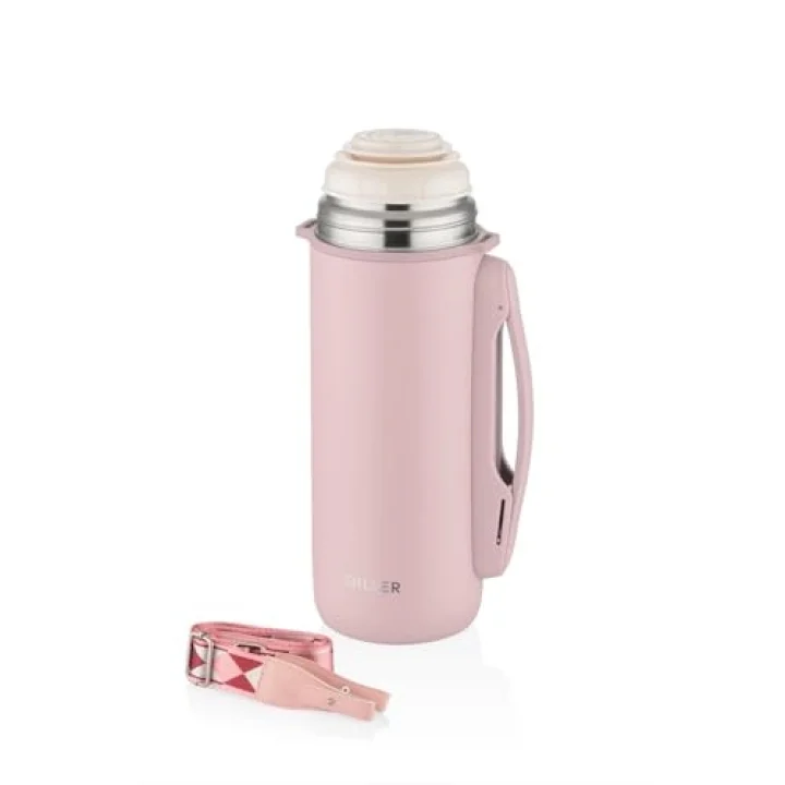 Çelik Termos Sıcak Tutma 12 Saat Pembe 1260ml Büyük Kapasite