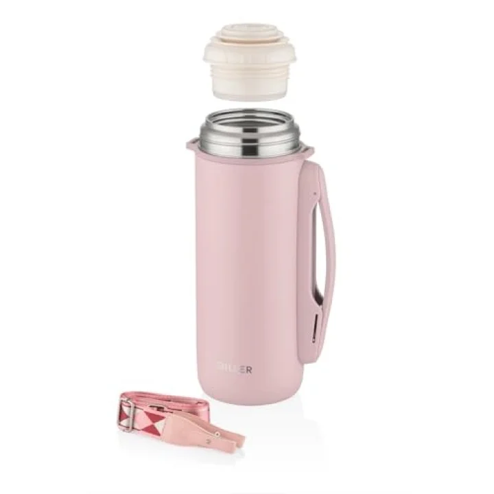 Çelik Termos Sıcak Tutma 12 Saat Pembe 1260ml Büyük Kapasite