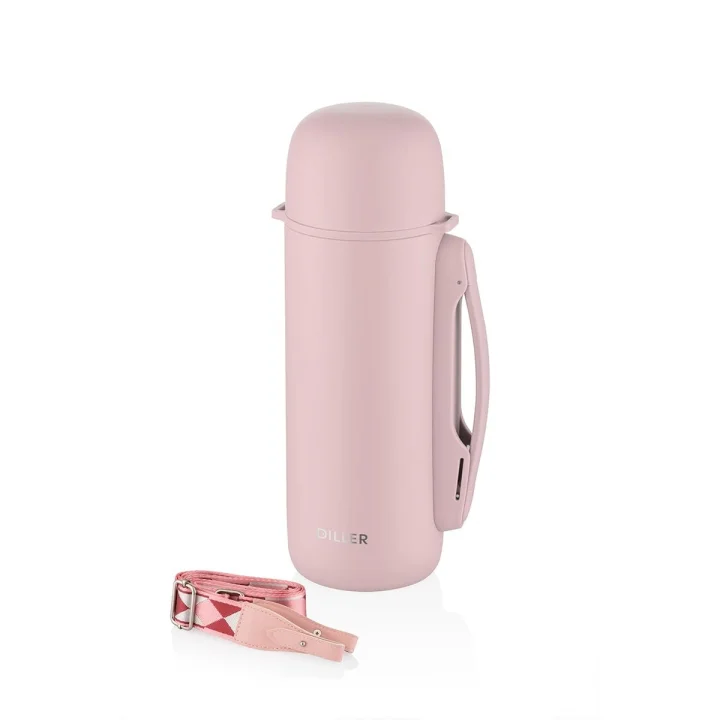 Çelik Termos Sıcak Tutma 12 Saat Pembe 1260ml Büyük Kapasite