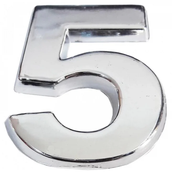 Mey İthalat® Cemax Krom Yapışkanlı 5 Rakamı 5 cm