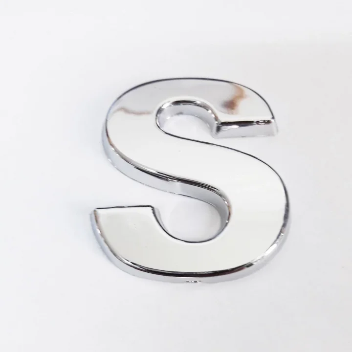 Mey İthalat® Cemax S Harfi  3,75 cm Krom Yapışkanlı