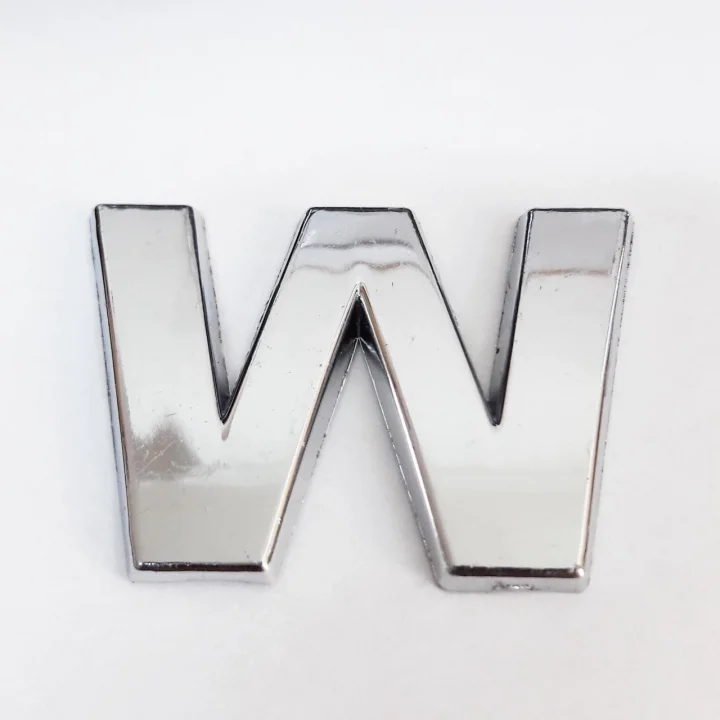 Mey İthalat® Cemax W Harfi  3,75 cm Krom Yapışkanlı
