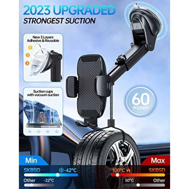 Cep Telefonu Tutucu Araç Telefonu Tutucu Araba için [Kararlı Sürüm ve Asla Wobble] Araba Cep Telefonu Montaj Vantuz Tutucu Smartphone Montaj Araba iPhone Samsung Huawei Mate LG
