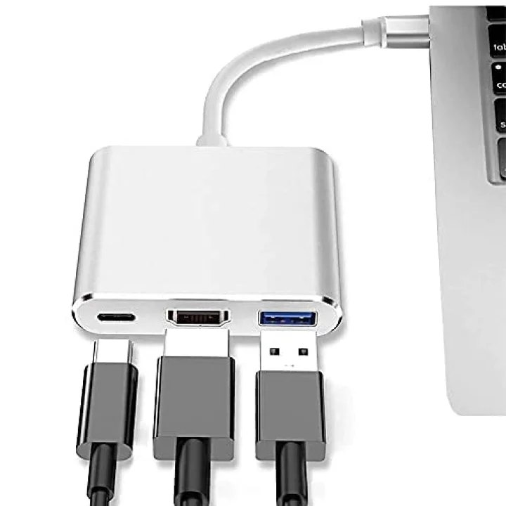 CF01 Macbook Uyumlu 4K Full HD 1080p Type C To 3 Portlu HDMI - USB 3.0 - PD Çevirici Hub Adaptör