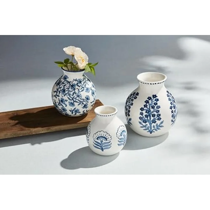 Cflwr Blok Baskı Çiçek Vazosu, 7 x 6
